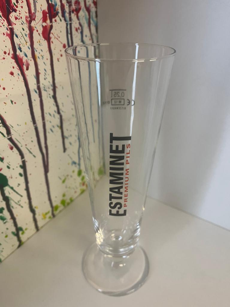 Estaminet bierglazen set van 6 glazen, Ophalen of Verzenden, Nieuw, Glas of Glazen, Overige merken