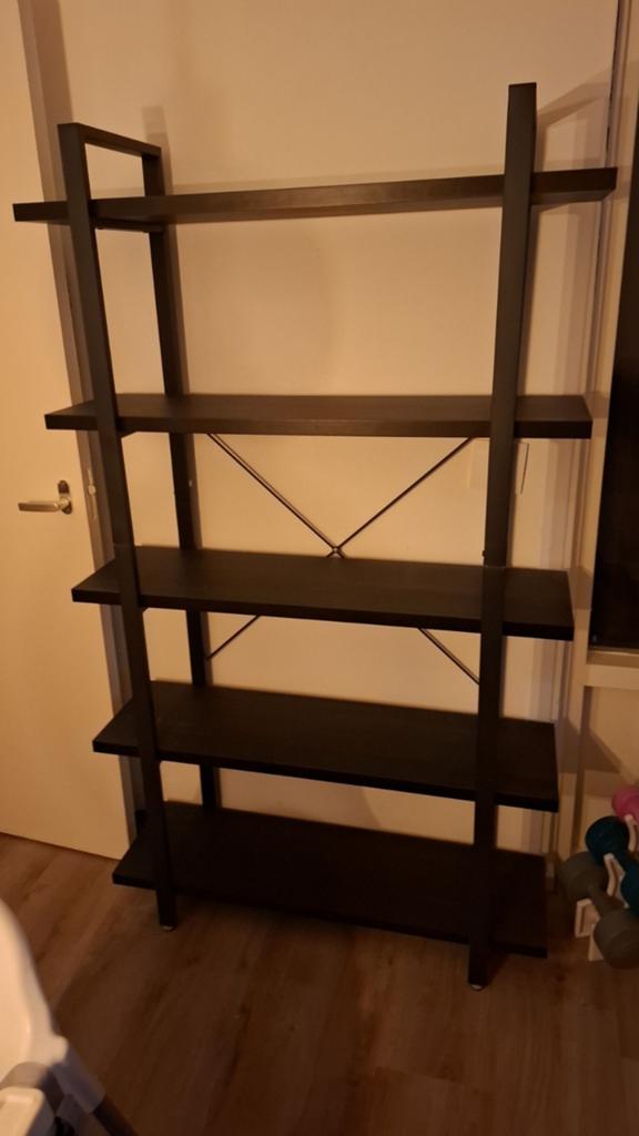 Boekenrek/Opbergkast Zwart Hout en Staal - Zo goed als nieuw, Huis en Inrichting, Met plank(en), 100 tot 150 cm, Zo goed als nieuw
