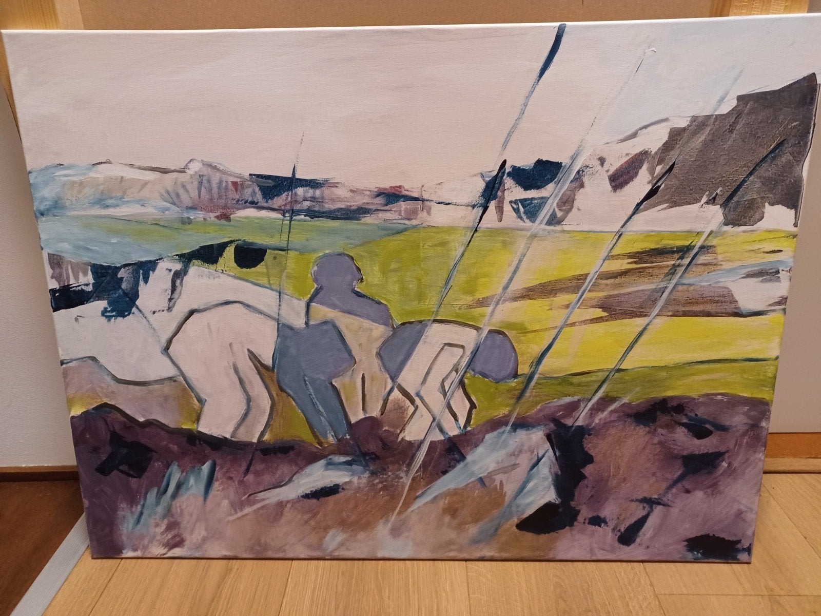 Landarbeiders. Acryl op doek. 60x80 cm., Ophalen, Nieuw, Schilderij
