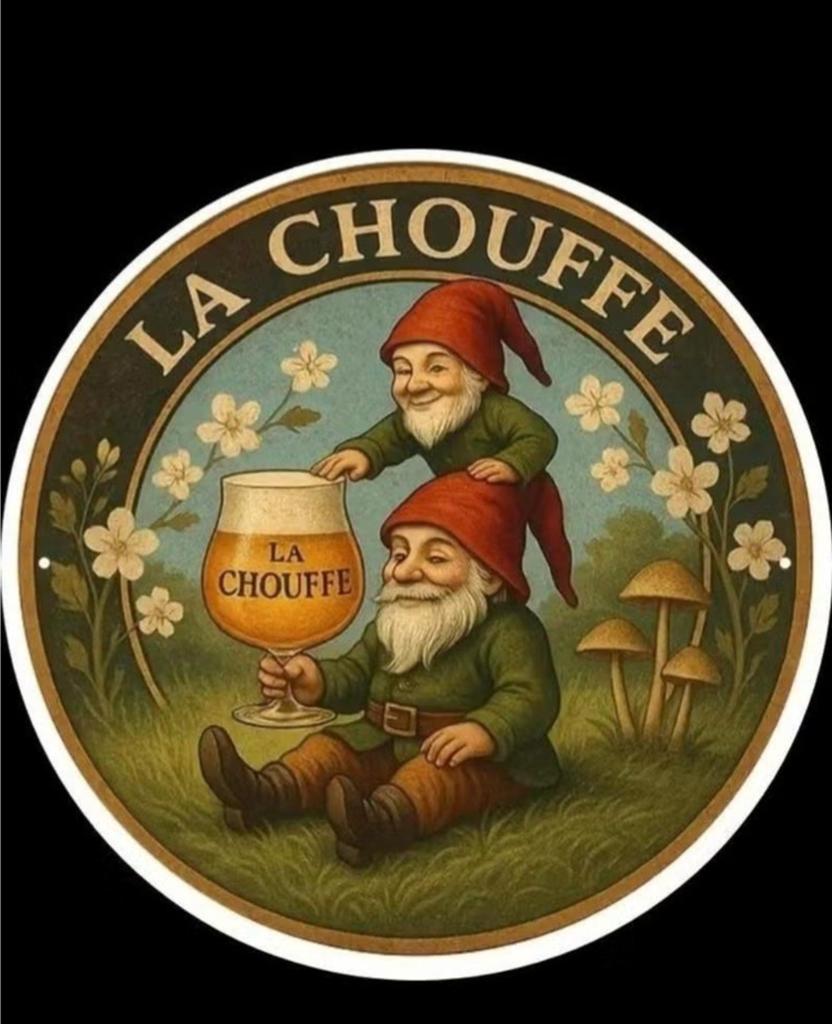 Prachtig La Chouffe wandbord met de bekende kabouters!, Ophalen of Verzenden, Nieuw, Reclamebord, Plaat of Schild, Overige merken