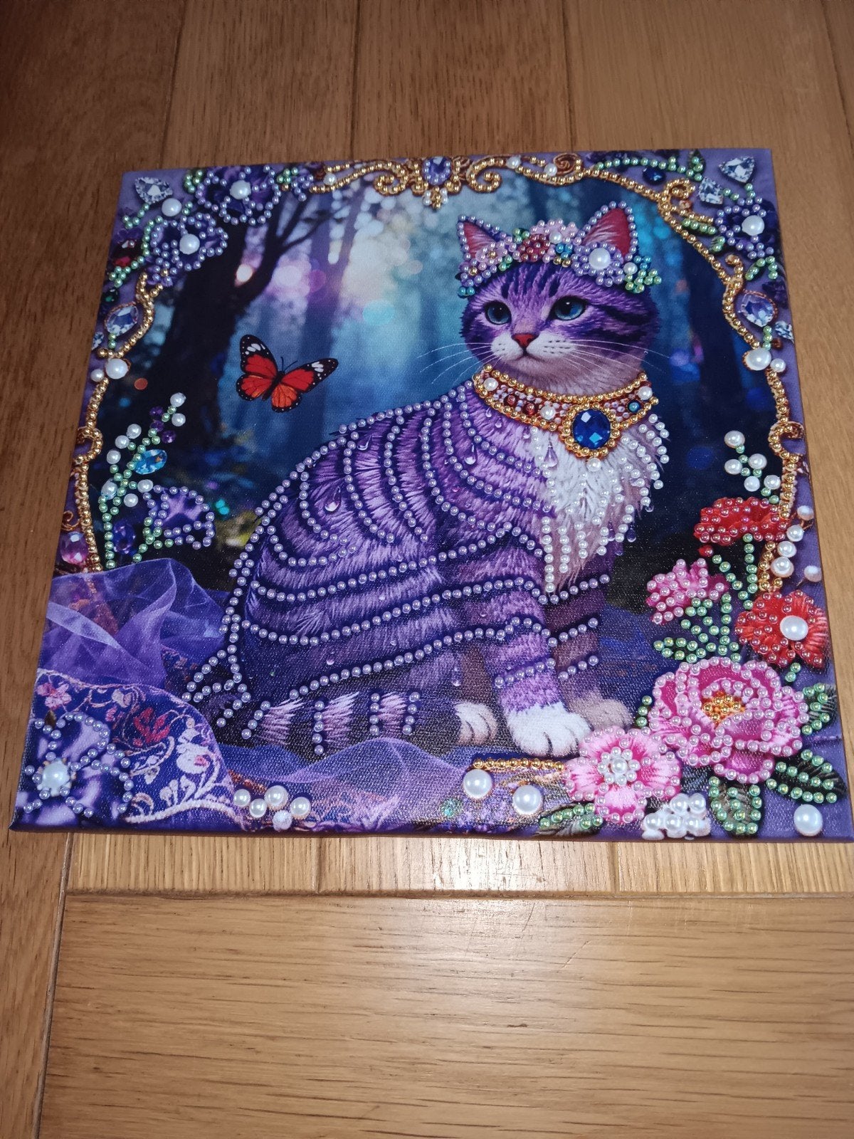 Nieuw; canvas schilderijtje met pareltjes, Ophalen of Verzenden, Nieuw, Wanddecoratie
