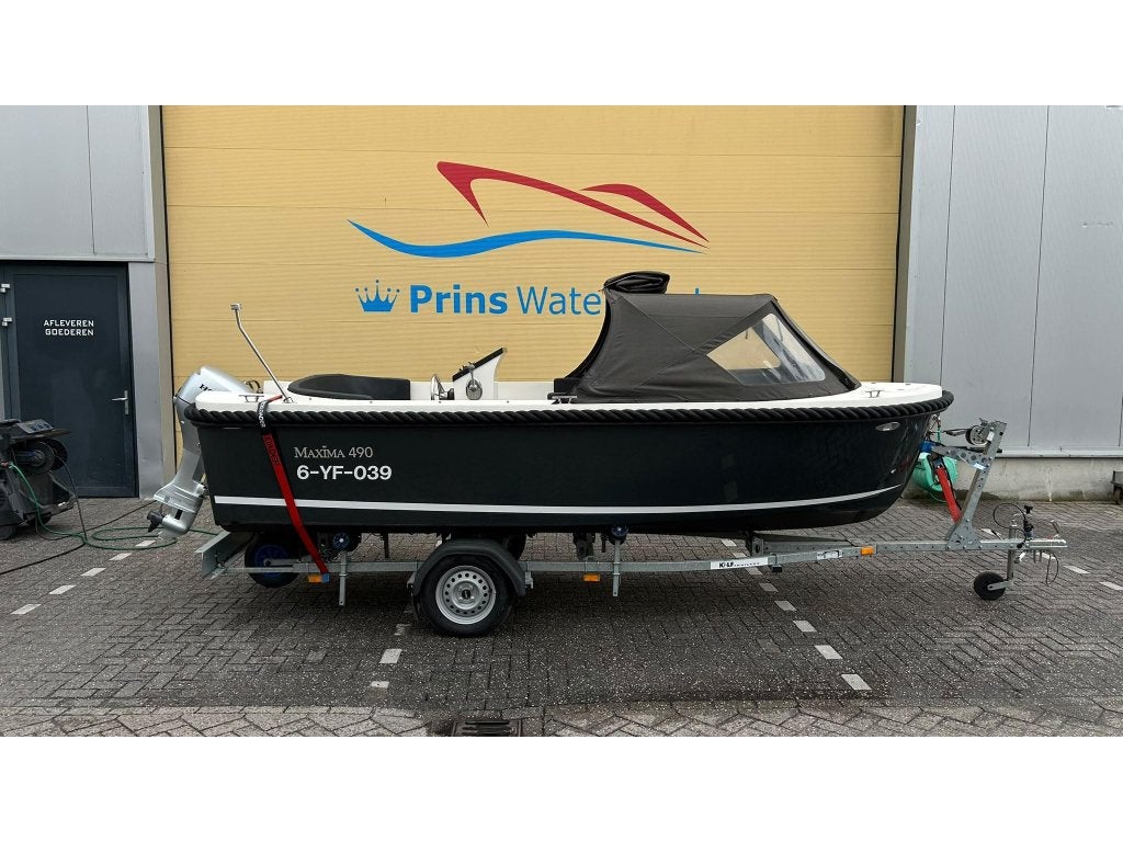 Maxima 490 + 20pk Honda + trailer 2021, Watersport en Boten, Sloepen, 5 m, 2 m, Maxima, Overige typen
