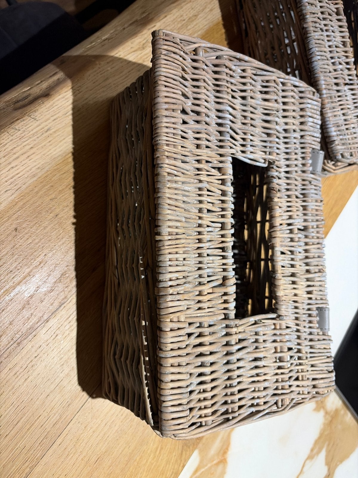 Rieten Tissue Box Houders - Set van 2, Gebruikt, Beige, Ophalen of Verzenden, Landelijk