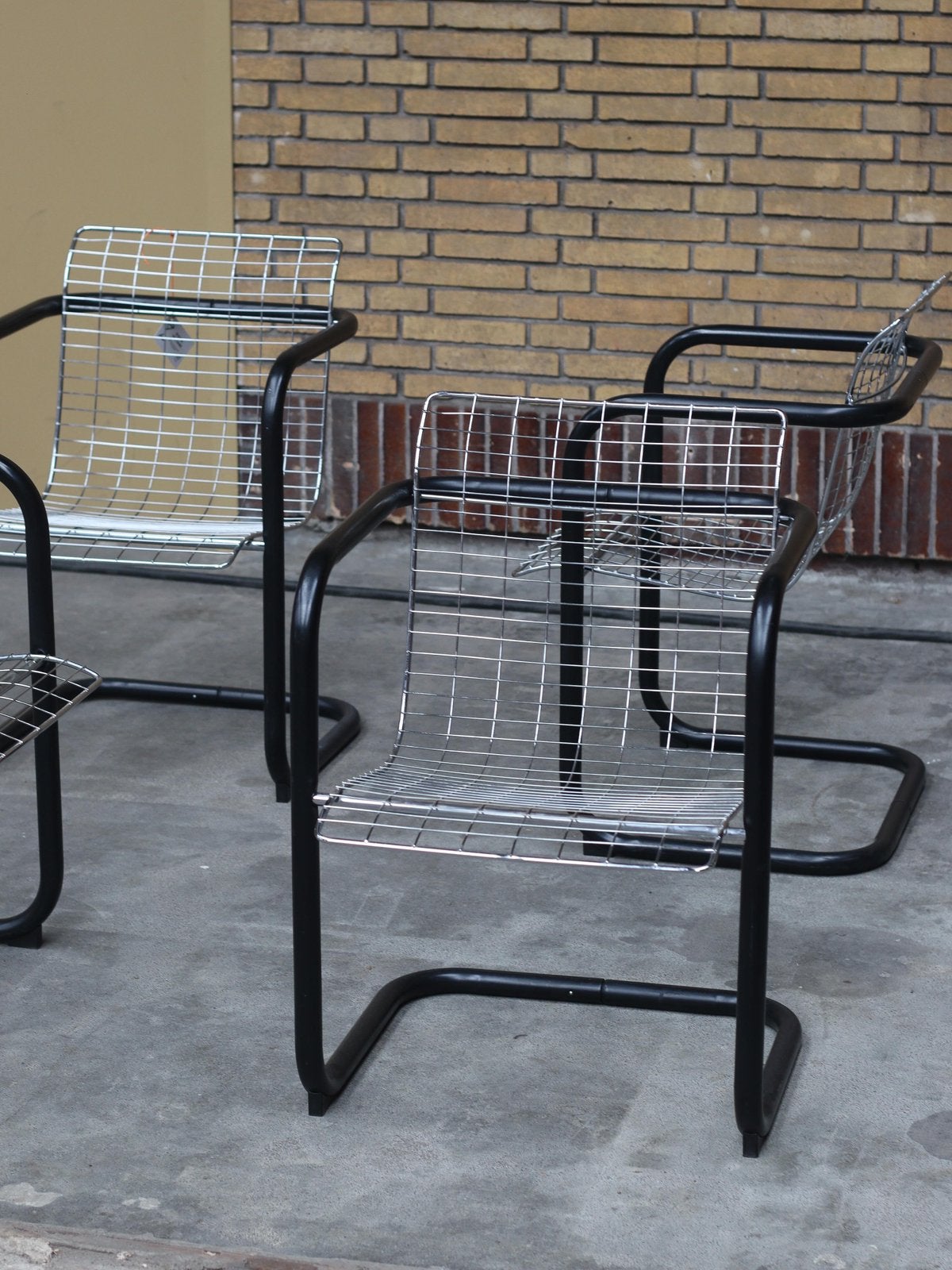 Set vintage draadstaal stoelen, Ophalen, Vintage, bauhaus, jaren '80, Zo goed als nieuw, Vier
