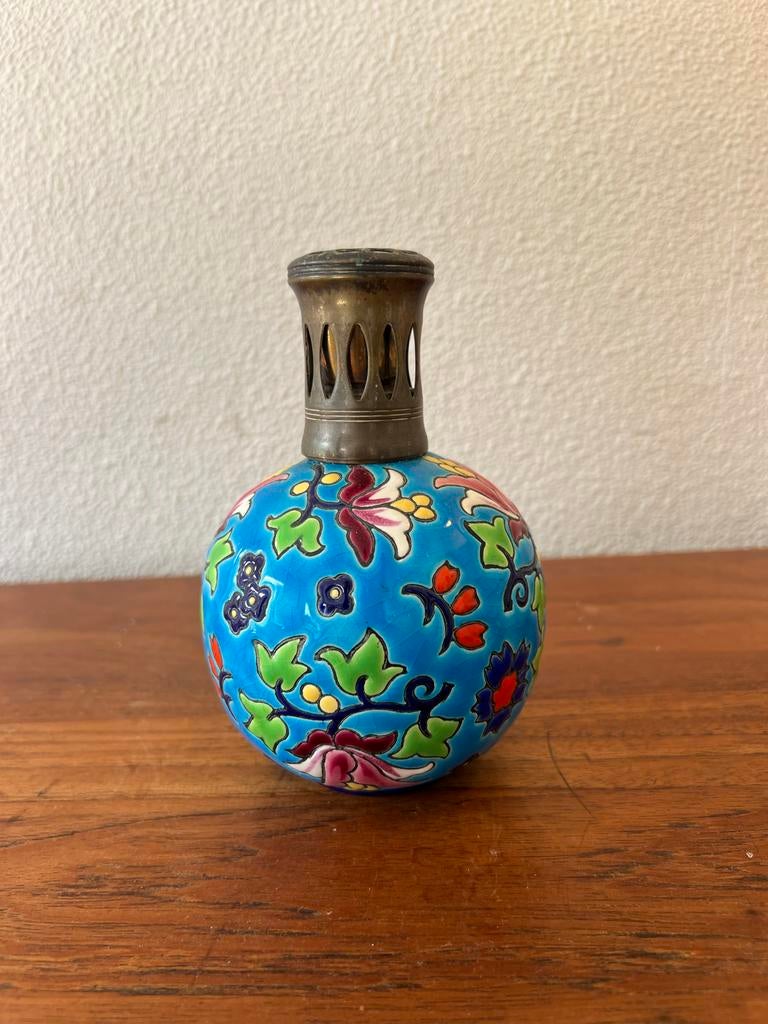 Antieke Longwy emaille parfumbrander, handgeschilderd, Antiek en Kunst, Ophalen