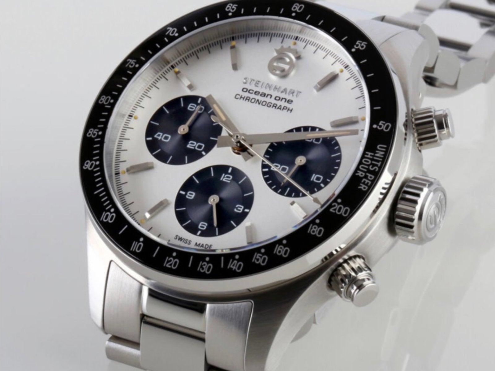 Steinhart ocean one vintage chrono 42mmsaffierglazen bodem, Ophalen, Nieuw