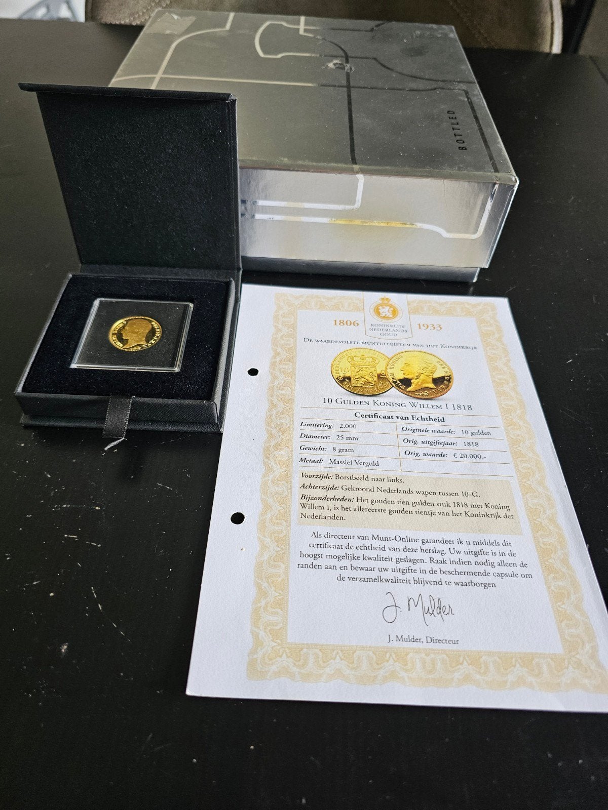 Herslag 10 Gulden Koning Willem I 1818 - Certificaat, Postzegels en Munten, Munten | Nederland, Ophalen of Verzenden