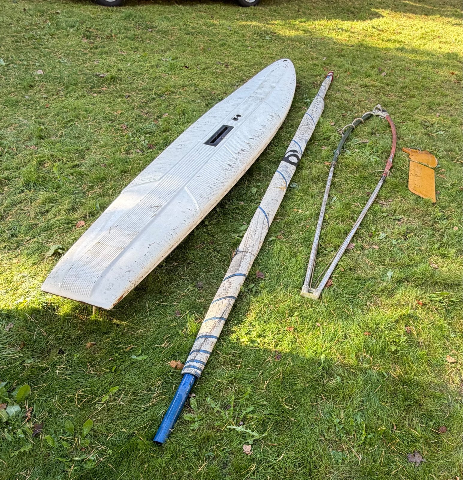 Complete Windsurfset - Plank, Mast, Giek, Zwaard, Watersport en Boten, Gebruikt, Met giek, Minder dan 3.5 m², 300 cm of meer