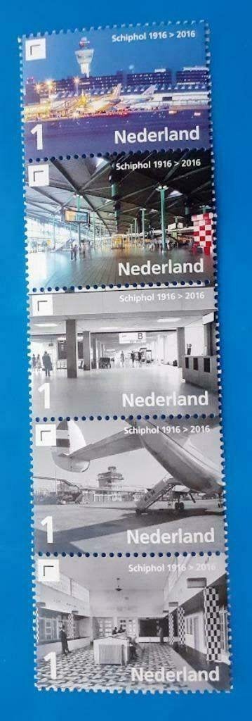 NVPH 3447-51 100 jaar Schiphol - 2016, Verzenden, Na 1940, Postfris
