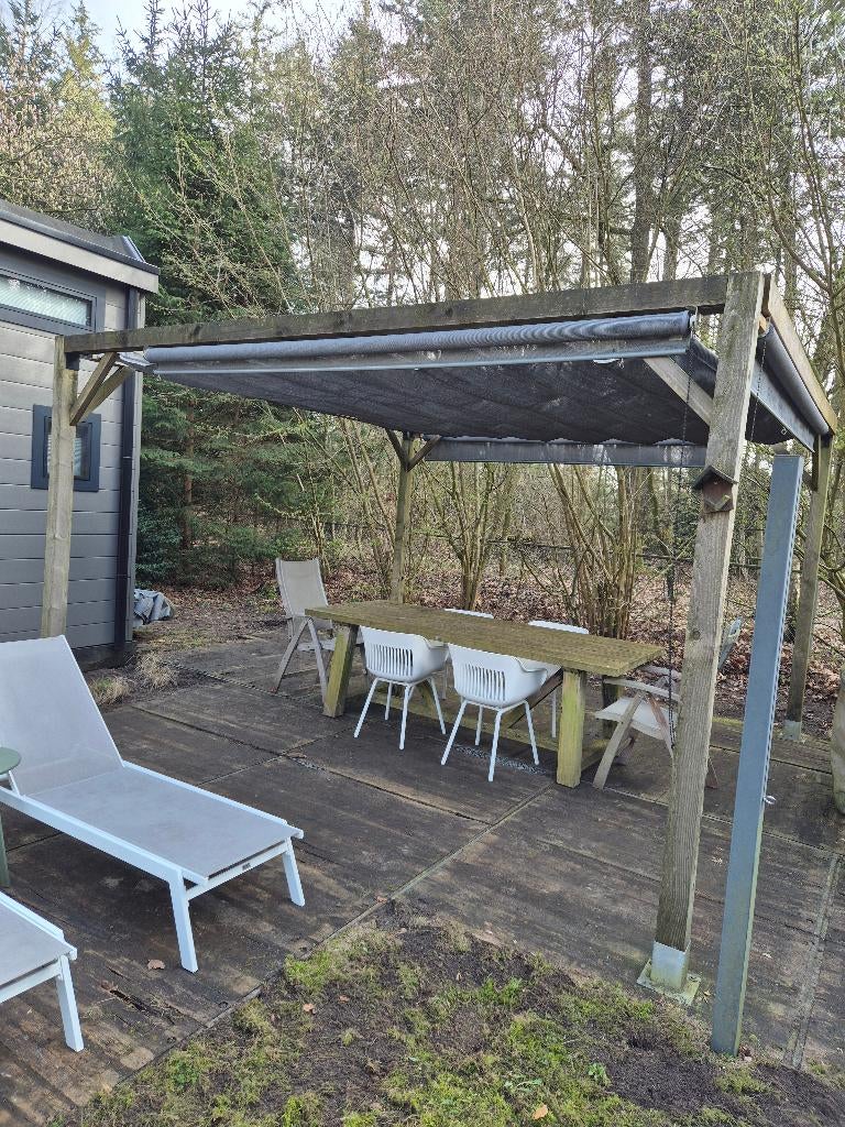 Pergola 3.8m met harmonicadoek/roldordijnen, Ophalen, Gebruikt, Overige typen, Breda