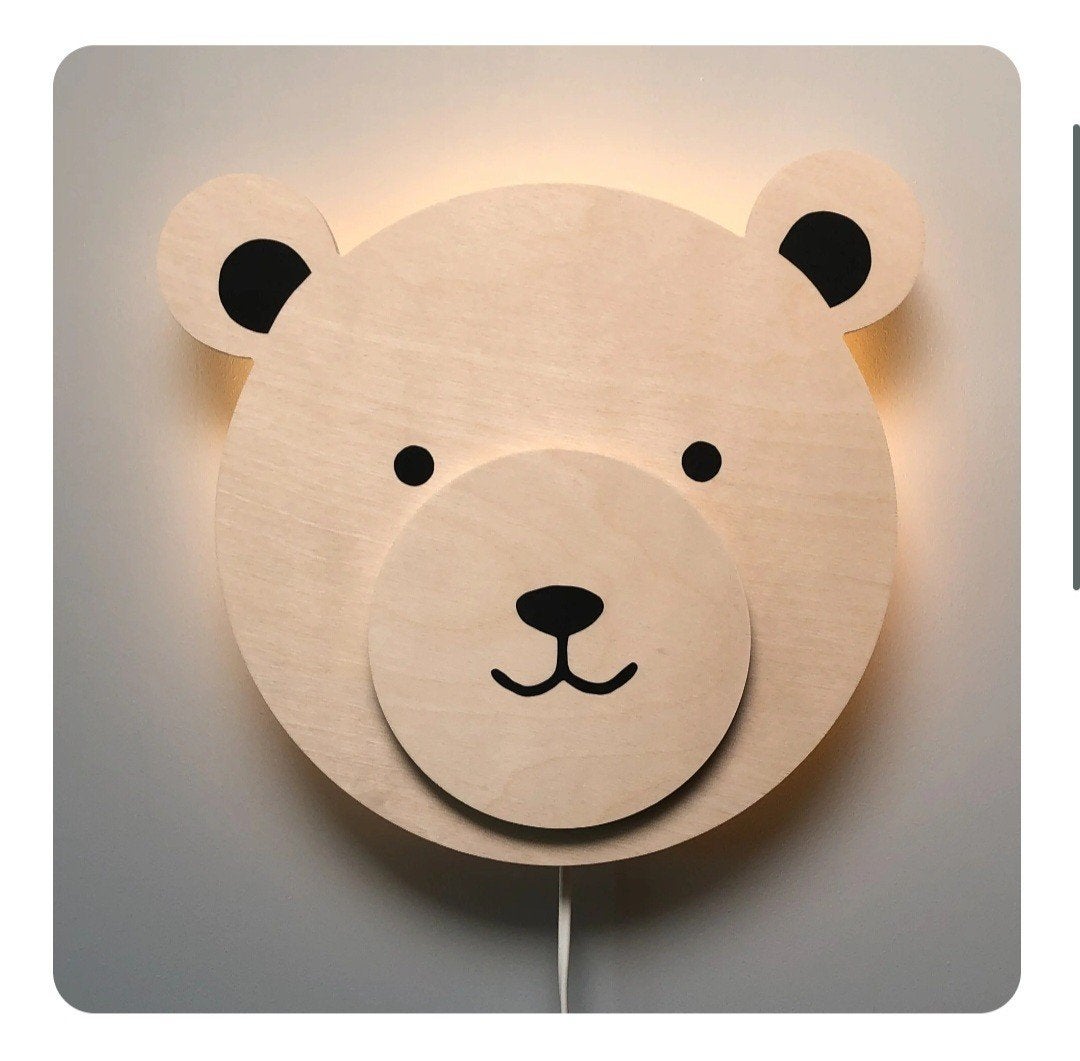 Toddie - houten wandlamp Teddy, Ophalen, Inclusief lichtbron, E14 (klein), Nieuw