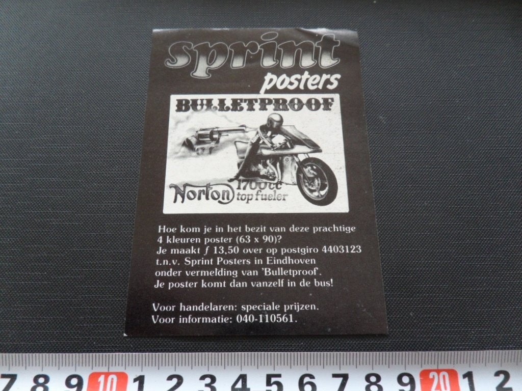 sticker motor norton 1700cc top fueler bulletproof, Ophalen, Zo goed als nieuw