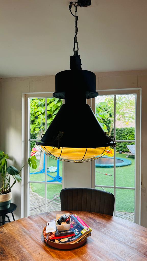 Stoere Industriële Vintage Hanglamp - Dimbaar, Antiek en Kunst, Antiek | Lampen, Ophalen of Verzenden