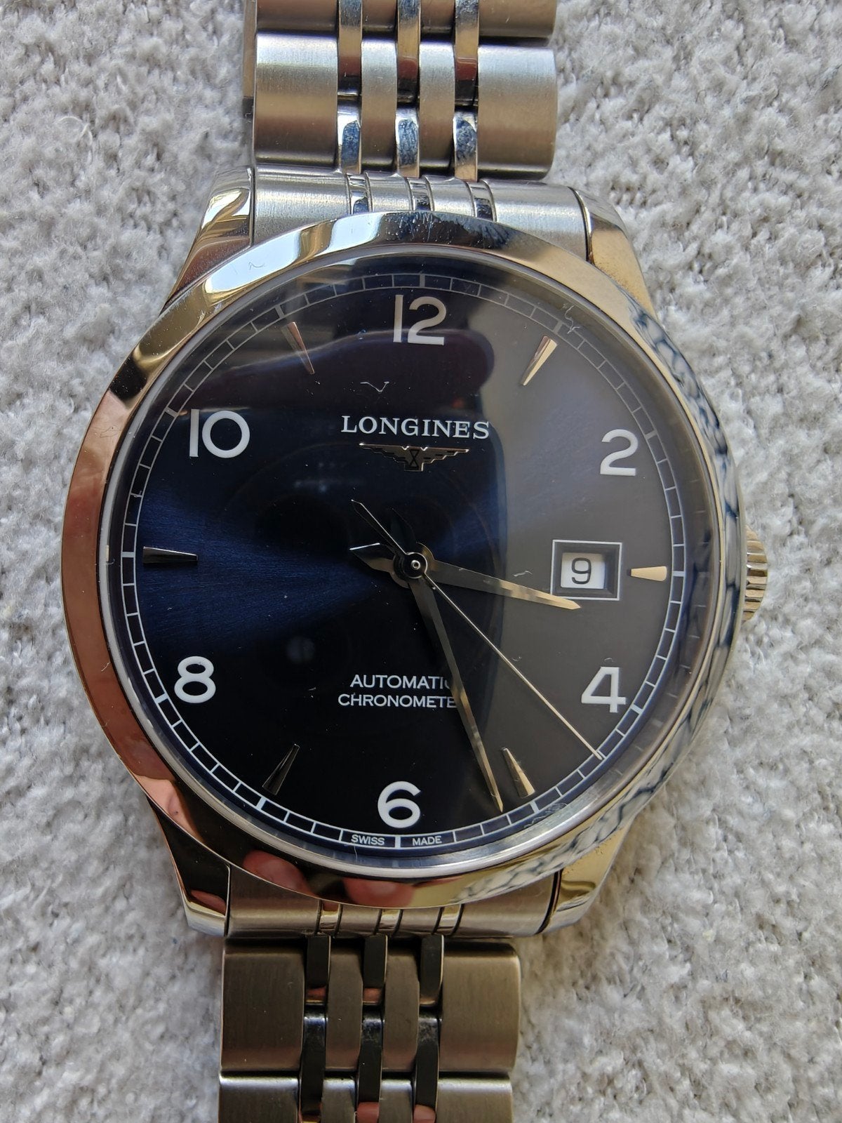 Longines Record Chronometer Horloge L2.820.4.96.6, Overige merken, Staal, Polshorloge, Ophalen of Verzenden