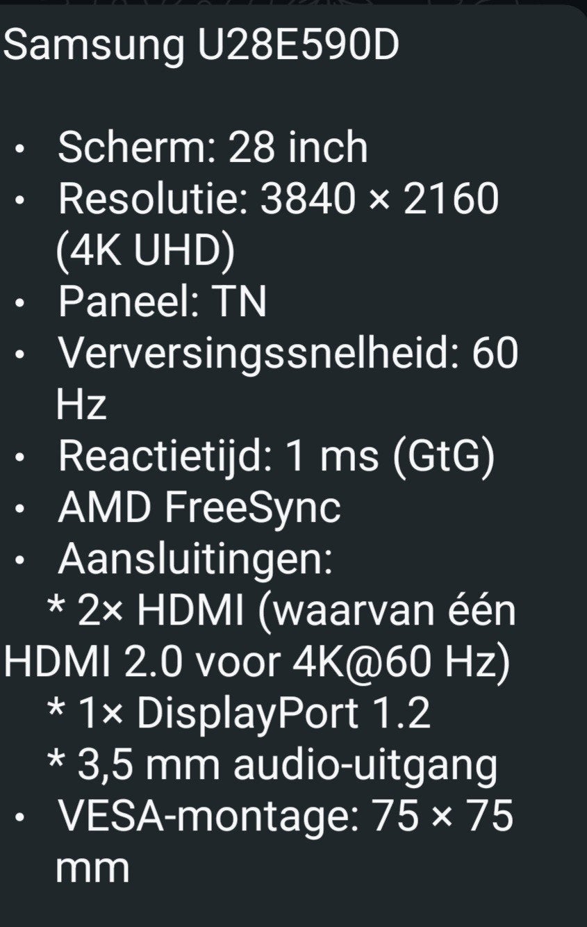 Samsung 28 inch 4K monitor met accessoires, Ophalen, Gebruikt, Hoofdtelefoonaansluiting, Ultra HD (4K)