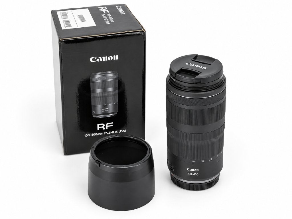 Canon RF 100-400mm F5.6-8 IS USM + doos & zonnekap, Canon, Handmatige focus, Canon RF, Zo goed als nieuw
