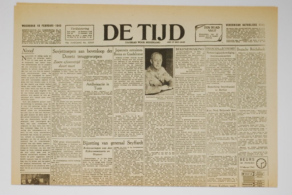De Tijd 10-02-1943 herdruk krant Tweede Wereldoorlog, Verzamelen, Zo goed als nieuw, Verzenden, Amsterdam, Overige soorten