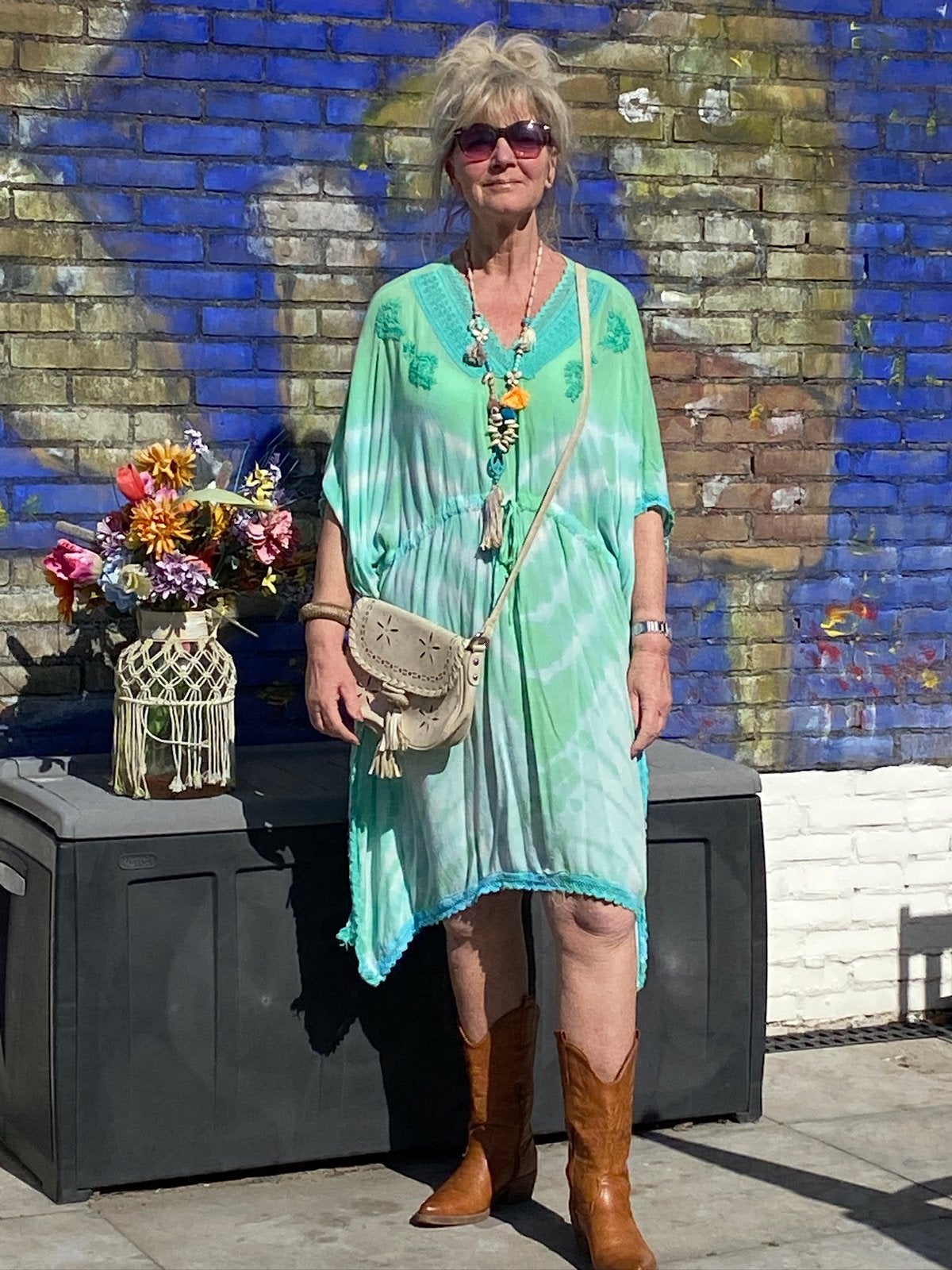 Ibiza jurk Boho Bohemien mt 36-40, Ophalen of Verzenden, Zo goed als nieuw, Maat 38/40 (M), Onder de knie
