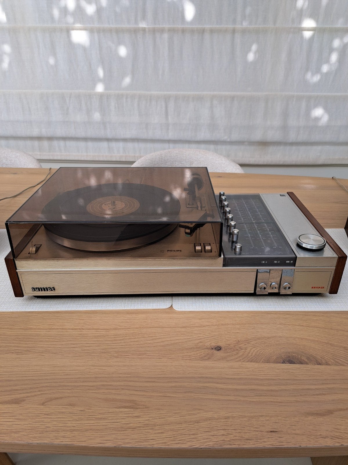 Vintage Philips 892 Platenspeler met Radio en Speakers, Ophalen, Gebruikt, Platenspeler, Philips