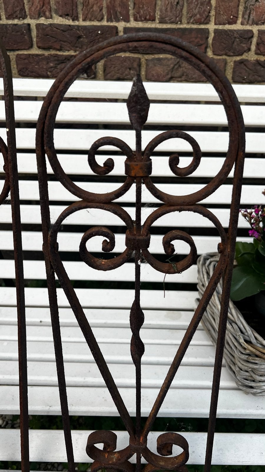 Decoratief smeedijzeren hekwerk, roestig, Ophalen of Verzenden, Gebruikt, IJzer, Sierhekwerk