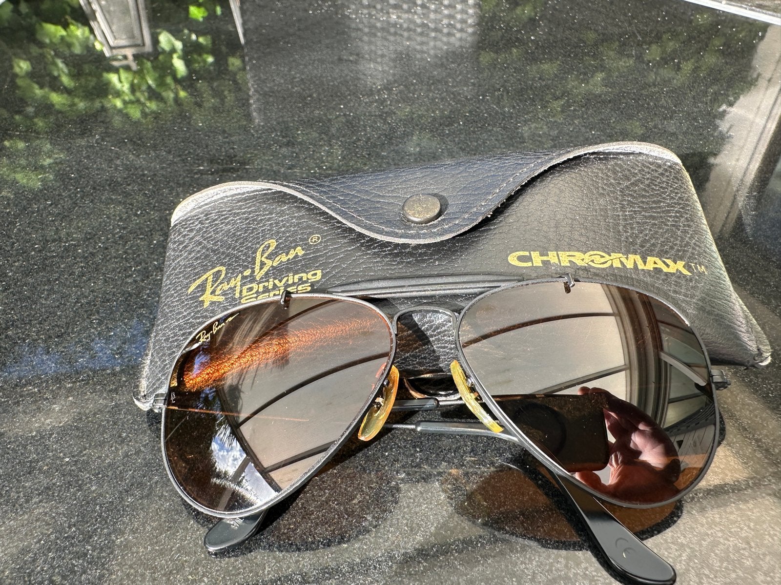Ray-Ban Driving Series Chromax Zonnebril met etui, Zonnebril, Bruin, Ophalen of Verzenden, Zo goed als nieuw