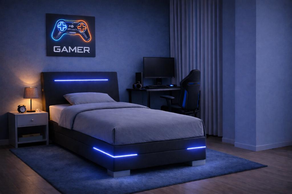 Boxspring Dallas 90x200 met opbergruimte en USB/LED-nieuw, Huis en Inrichting, Slaapkamer | Bedden, Nieuw, Eenpersoons, 90 cm