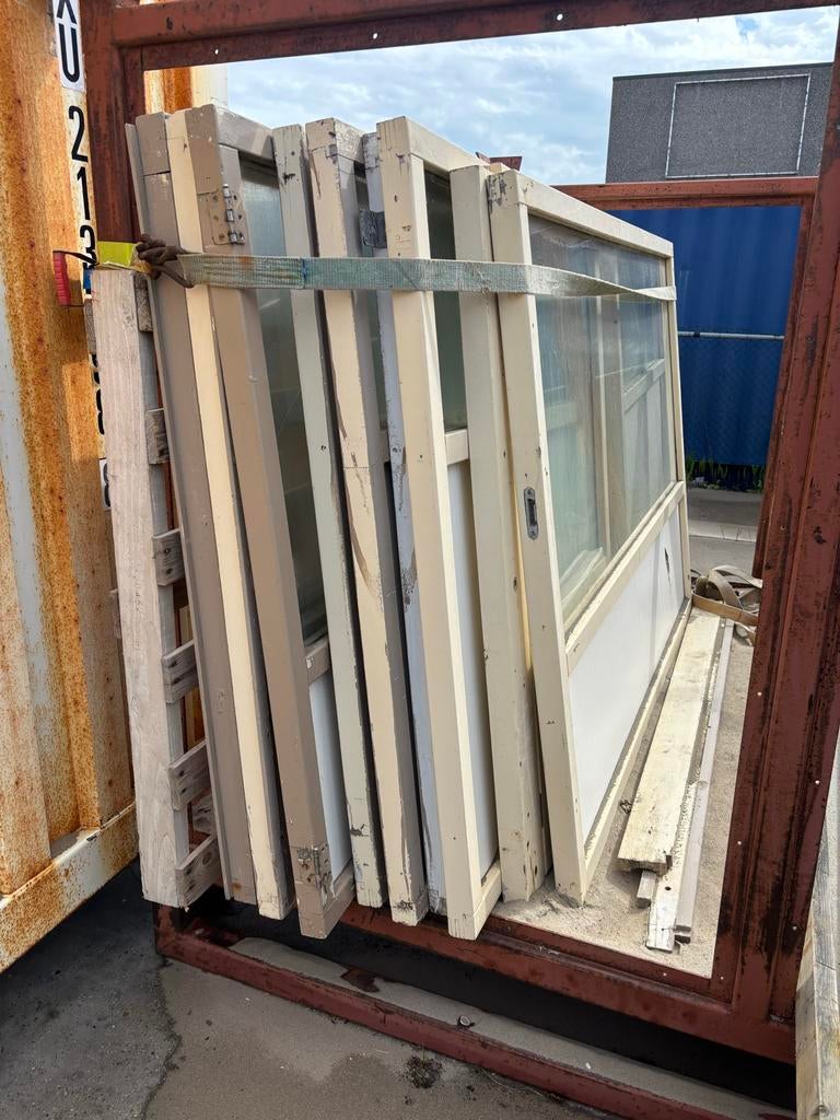 Hardhouten windschermen, 75 tot 150 cm, Deurkozijn, Ophalen of Verzenden, Zo goed als nieuw