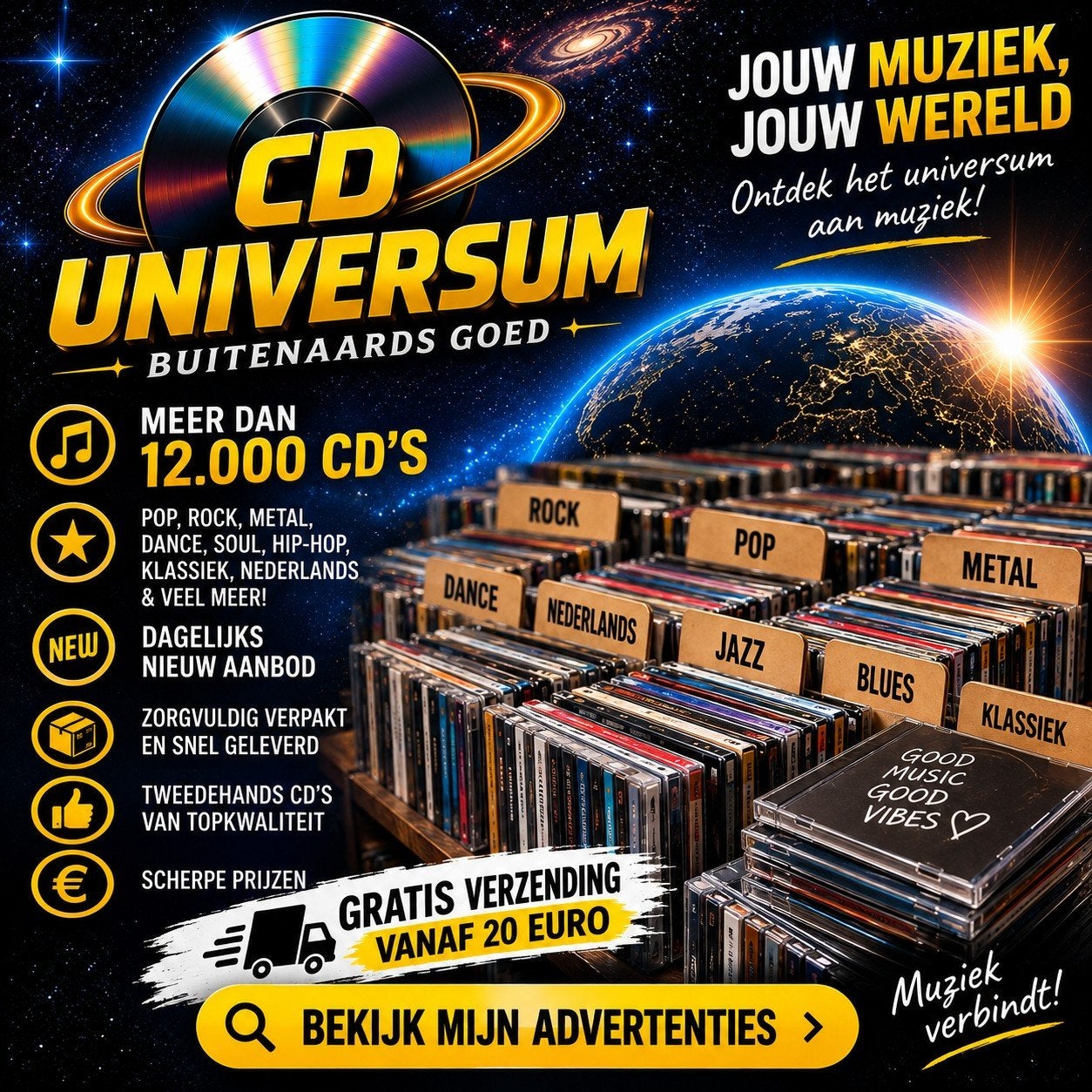 12.000+ Tweedehands CD's – Rock, Metal, Pop, Blues & Meer, Ophalen of Verzenden, Pop