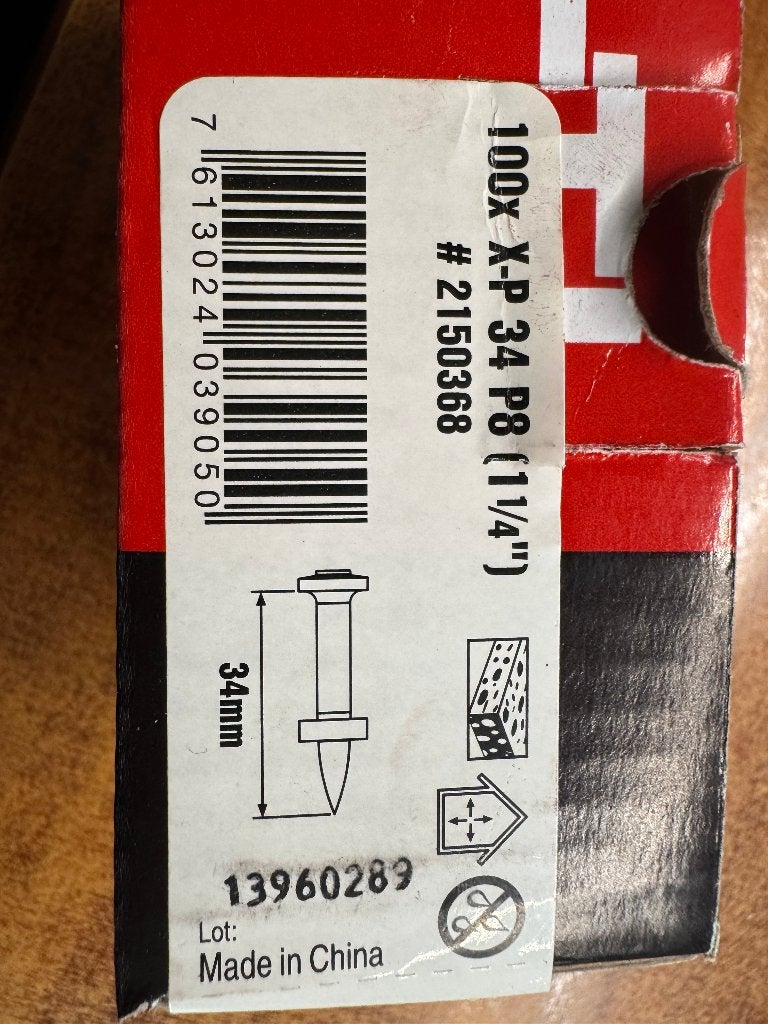 Hilti X-P 34 P8 (1 1/4") Bevestigingsnagels, Ophalen of Verzenden, Nieuw, Overige typen, Hilti