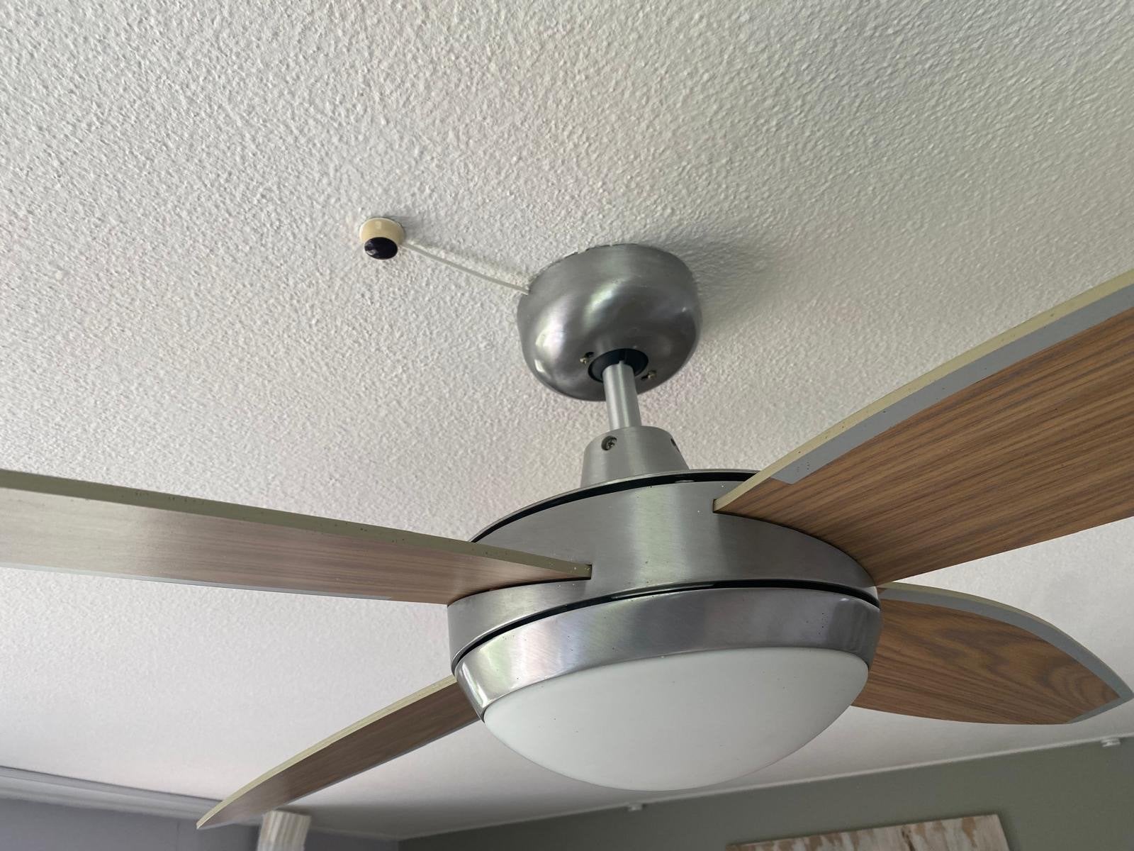 Plafondventilator met afstandsbediening, lamp en dimmer, Ophalen, Gebruikt, Plafondventilator