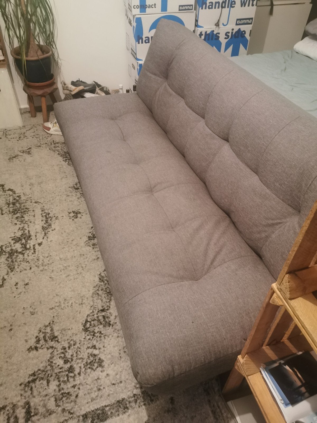Slaapbank grijs 1,80 meter, Gebruikt, Tweepersoons, 120 cm, Grijs