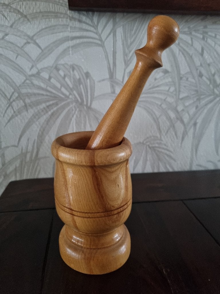 Houten Vijzel met Stamper., Huis en Inrichting, Keuken | Keukenbenodigdheden, Overige typen, Hout, Nieuw, Ophalen of Verzenden