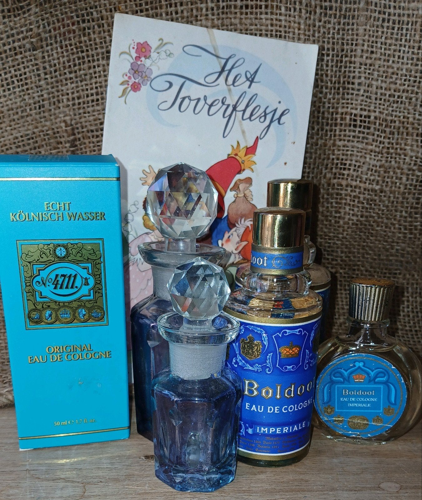 Vintage Set Eau de Cologne & Toverflesj, Ophalen of Verzenden, Parfumfles