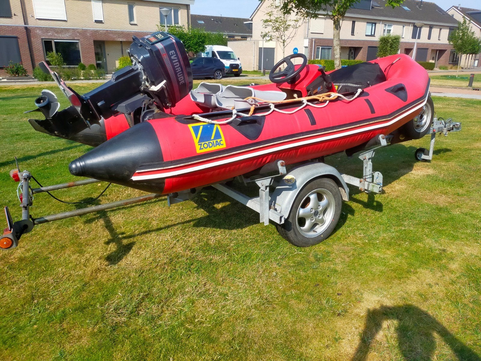 Speedboot rubberboot Zodiac 30pk trailer compleet, Ophalen, Aluminium, Gebruikt, Peddels