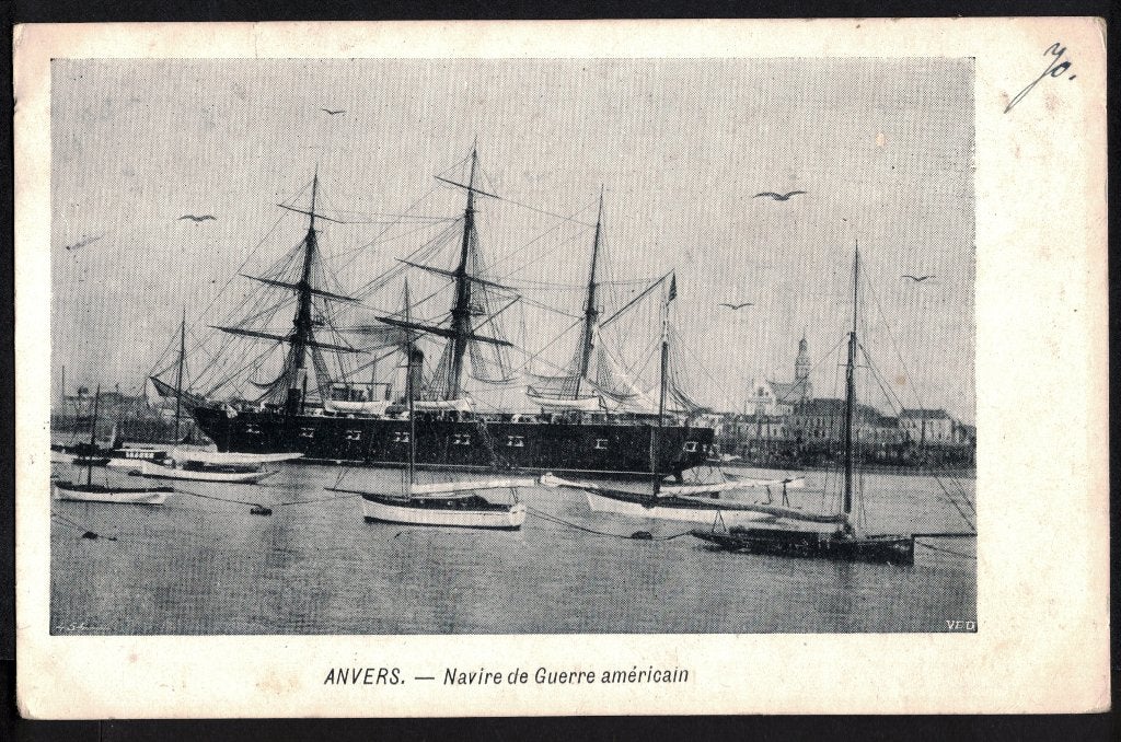 Ansver Antwerpen , Amerikaans Oorlogsschip. 1908, Ophalen of Verzenden, Voor 1920, Gelopen, Antwerpen