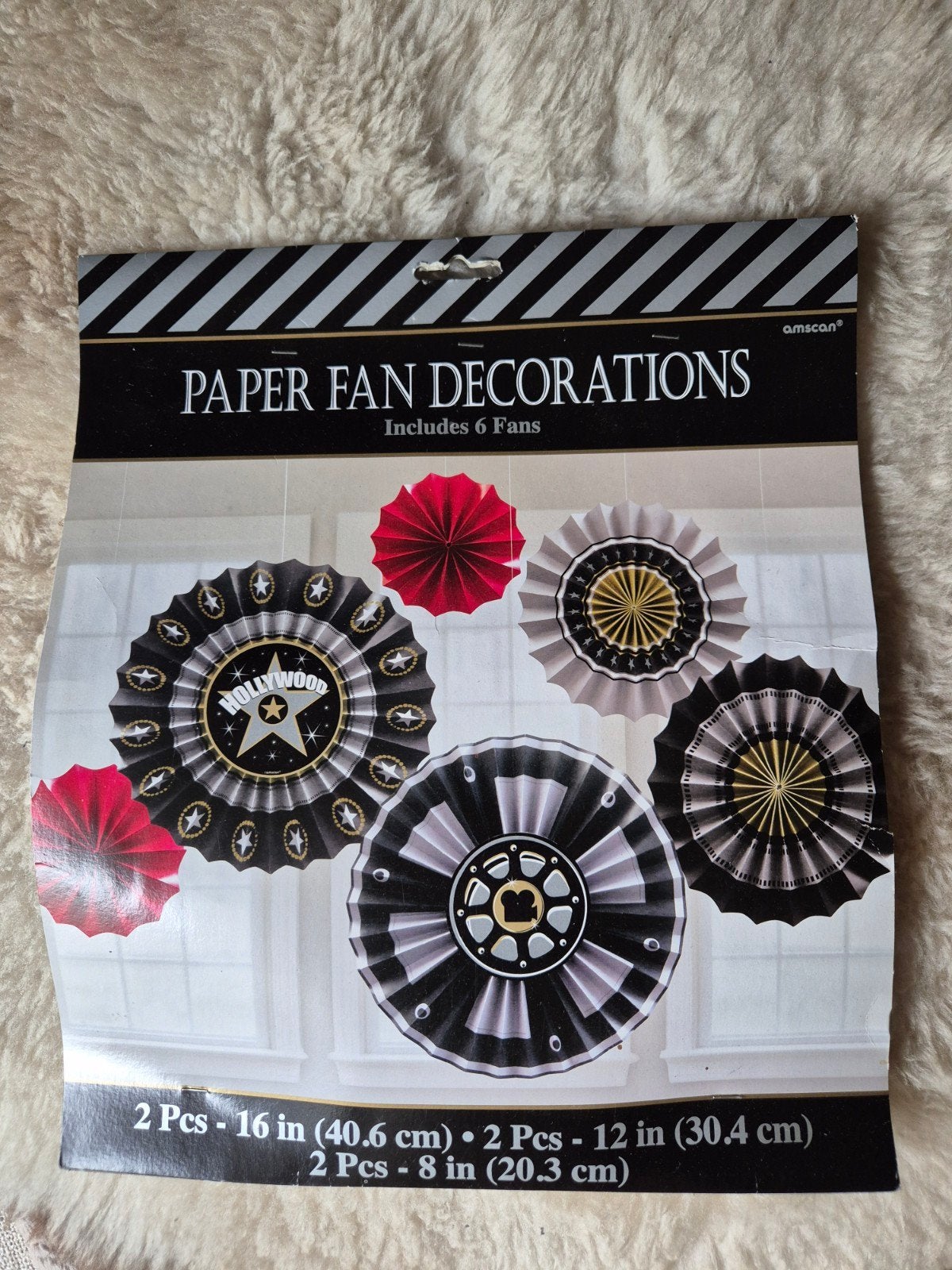 Hollywood Film Thema Papieren Decoratie Fans - 6 Stuks, Hobby en Vrije tijd, Feestartikelen, Ophalen of Verzenden, Nieuw, Versiering