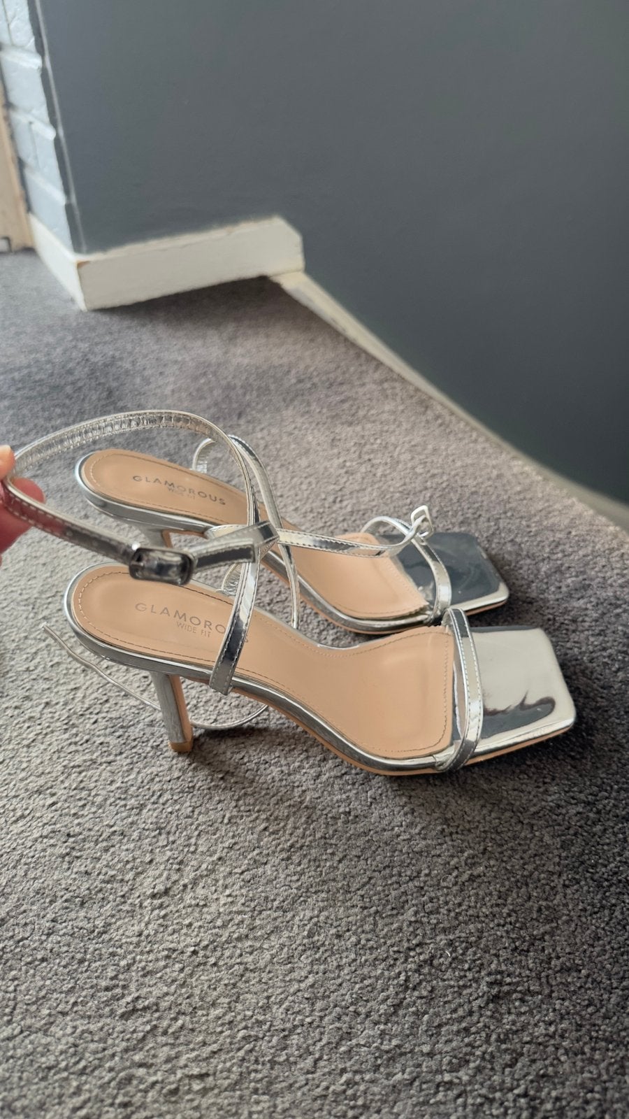 Zilveren Glamorous sandalen met hak, Ophalen of Verzenden, Zo goed als nieuw, Overige kleuren, Sandalen of Muiltjes