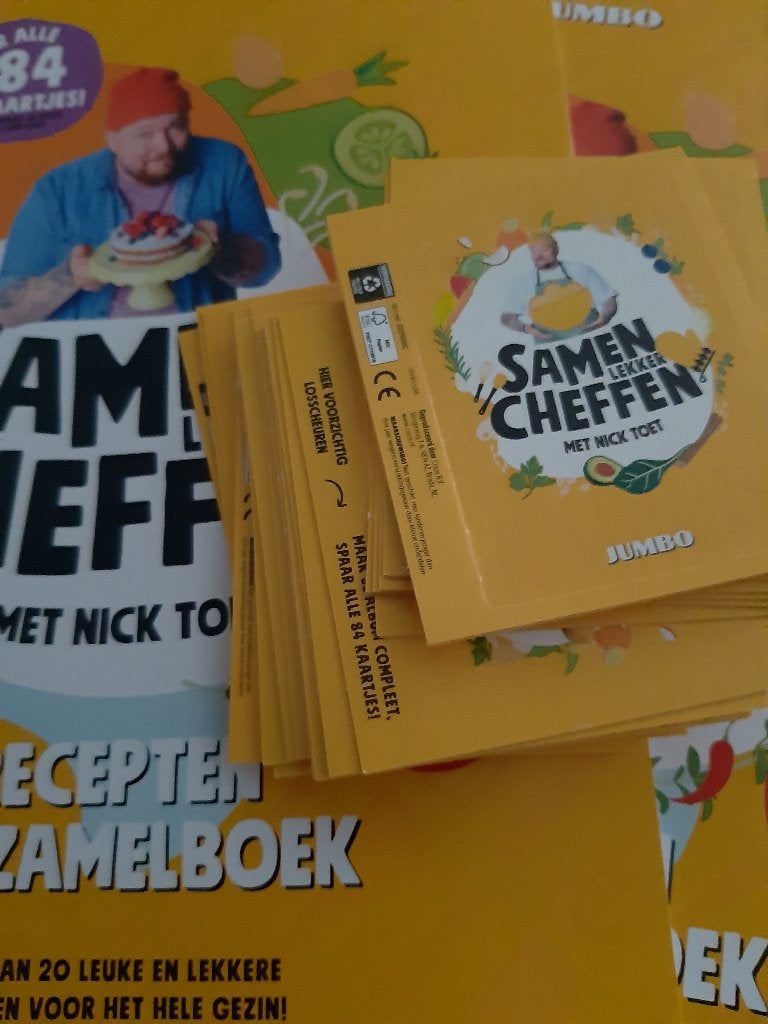 2 Recepten verzamelboeken Samen lekker Cheffen met Nick Toet, Verzamelen, Supermarktacties, Jumbo, Verzenden