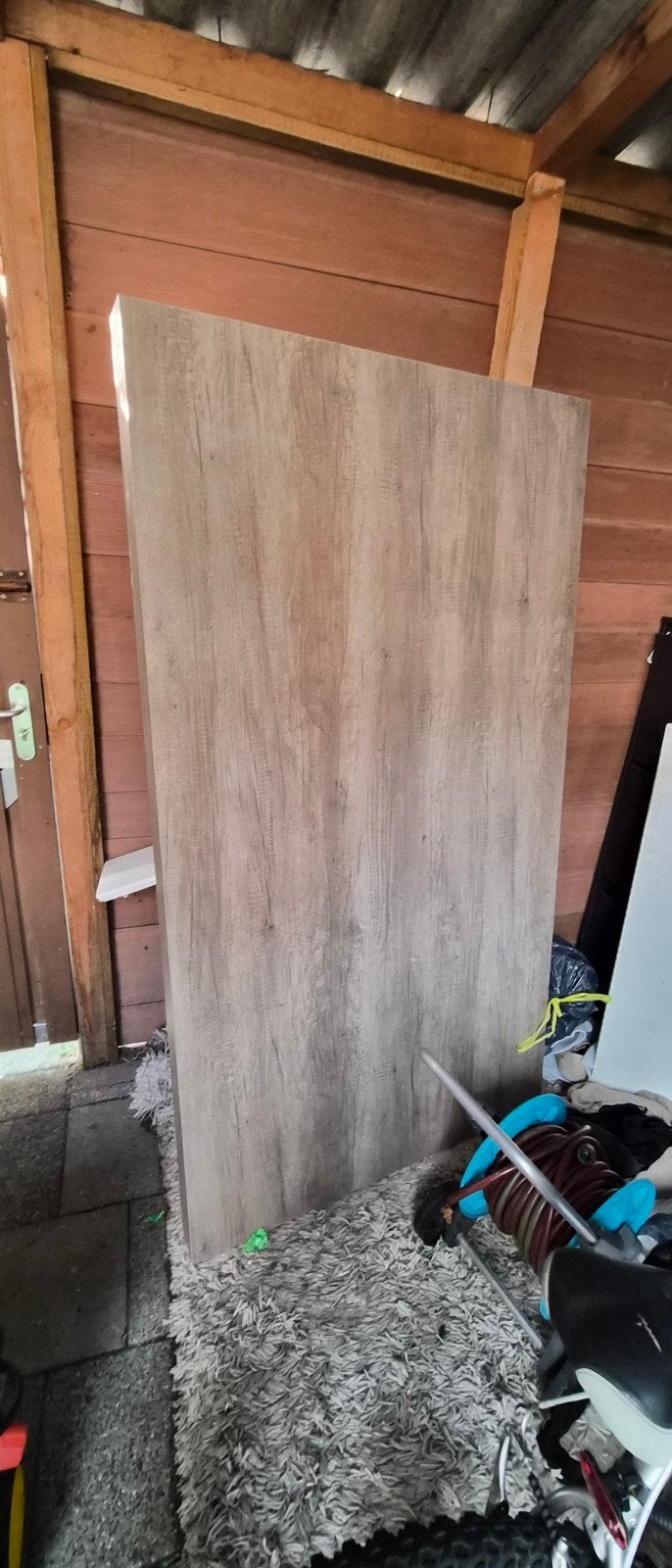Tafelblad met X-poten - Gebruikt, Huis en Inrichting, Tafels | Eettafels, Gebruikt, 100 tot 150 cm, Modern, Industrieel, Rechthoekig