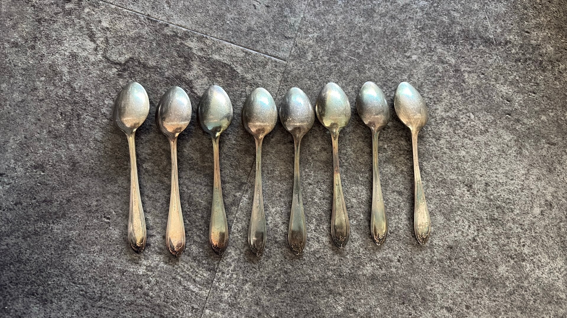 Set van 7 Wellner theelepels - Vintage verzilverd bestek, Antiek en Kunst, Ophalen of Verzenden
