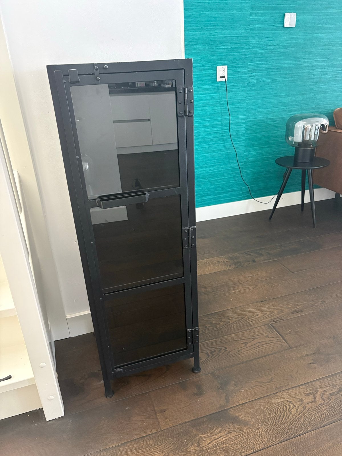 Zwarte glazen kast - 40x40x120 cm, Ophalen, Minder dan 50 cm, Gebruikt, 100 tot 150 cm