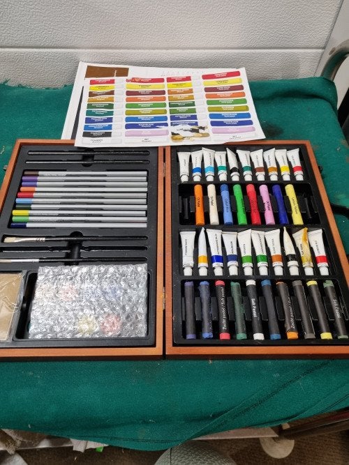 schilder tekendoos in houten kist, Hobby en Vrije tijd, Schilderen, Ophalen of Verzenden, 'T Olde Gre-j, Info@toldegrej.nl, Endepoelstraat 20f Didam