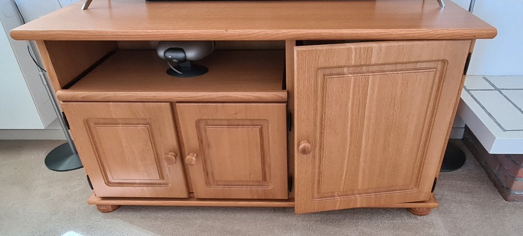 TV meubel, Ophalen, Gebruikt, 100 tot 150 cm, Eikenhout