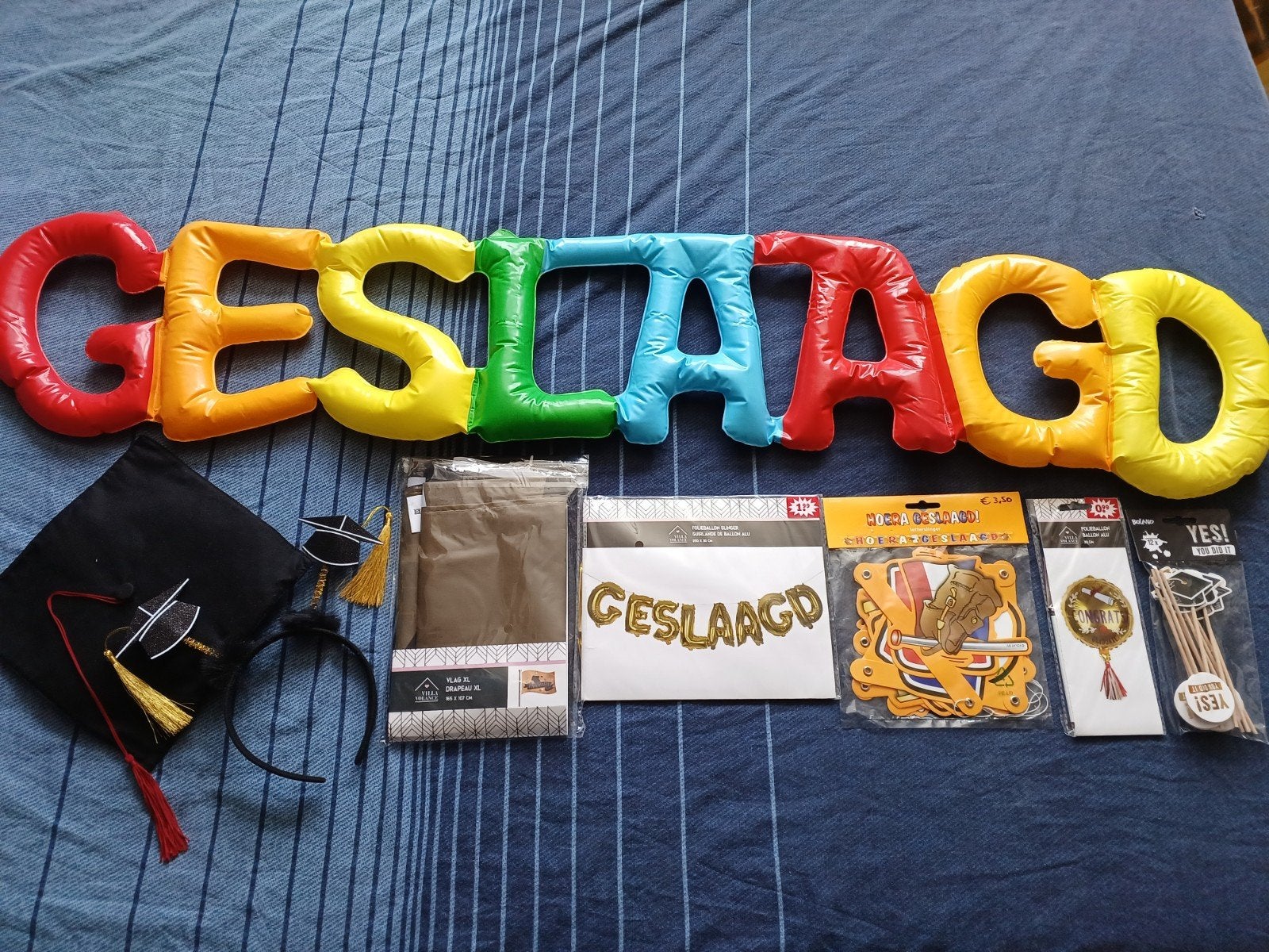 Geslaagd Feestpakket: Vlag, Slingers, Ballonnen & Meer!, Ophalen of Verzenden, Versiering, Verjaardag