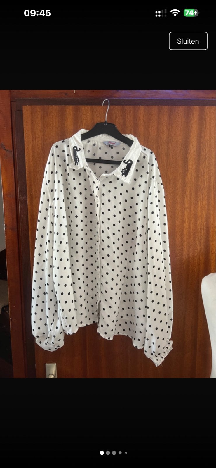 Banned Retro Polkadot Blouse met Kattenkraag - Maat 3XL, Kleding | Dames, Ophalen of Verzenden, Zo goed als nieuw, Maat 46/48 (XL) of groter