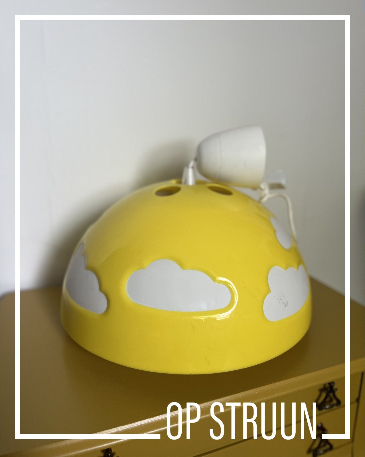 Vintage IKEA Skojig hanglamp geel met wolken, Huis en Inrichting, Ophalen, Gebruikt, Kunststof, Geel