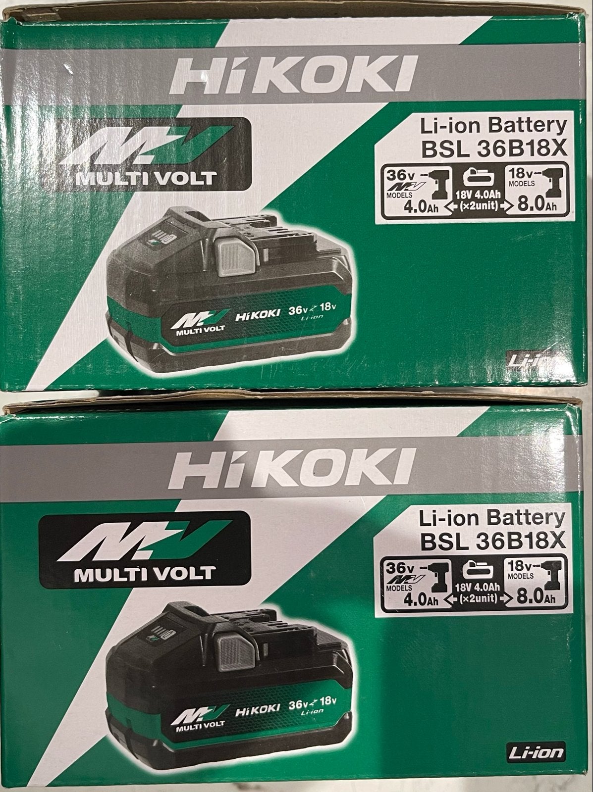 2 x HiKOKI Multi Volt Li-ion Accu BSL 36B18X - 36V/18V 8.0Ah, Nieuw