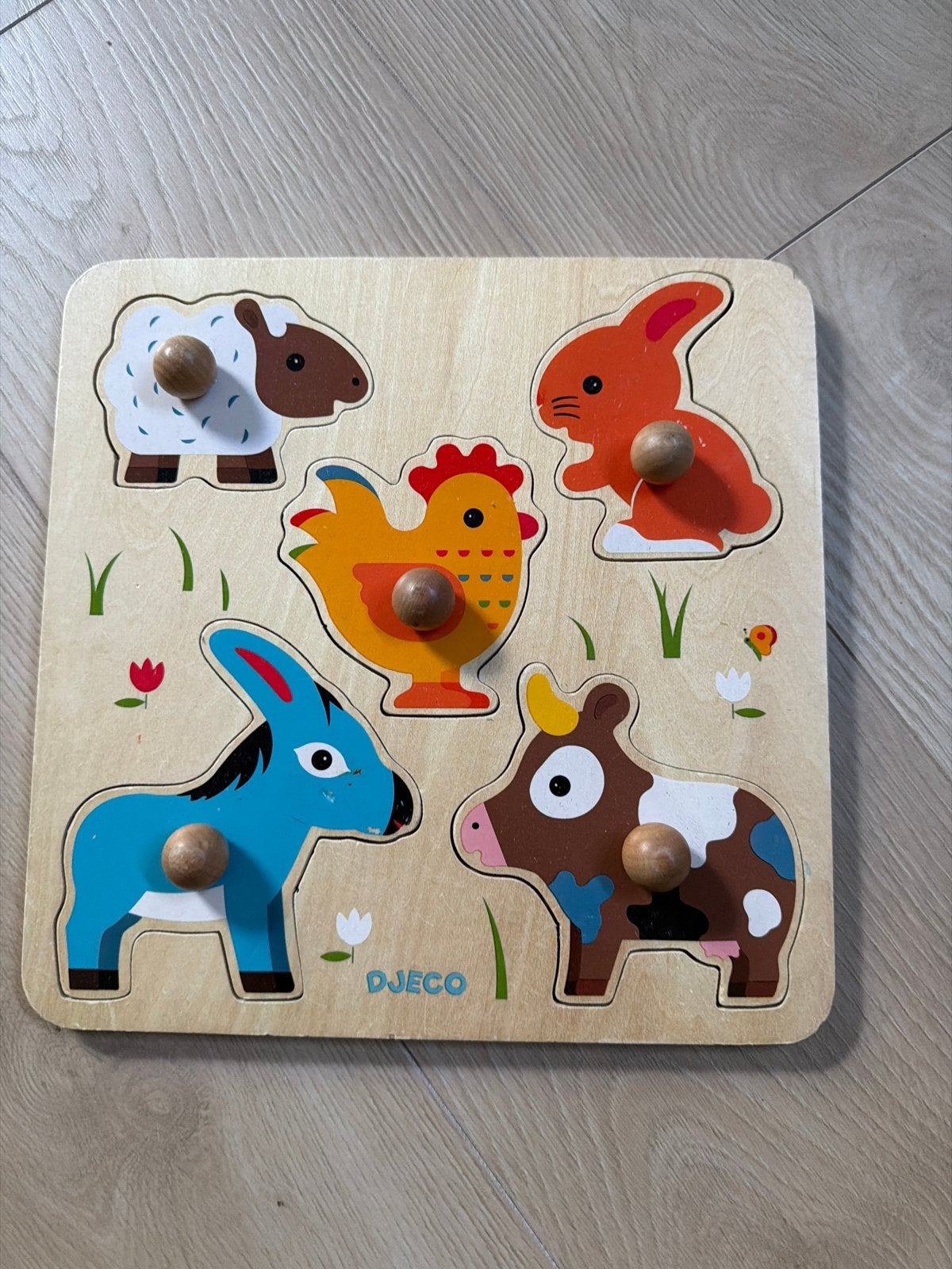 Djeco Houten Boerderij Dieren Puzzel voor Kinderen, Ophalen of Verzenden, Gebruikt, Overige typen