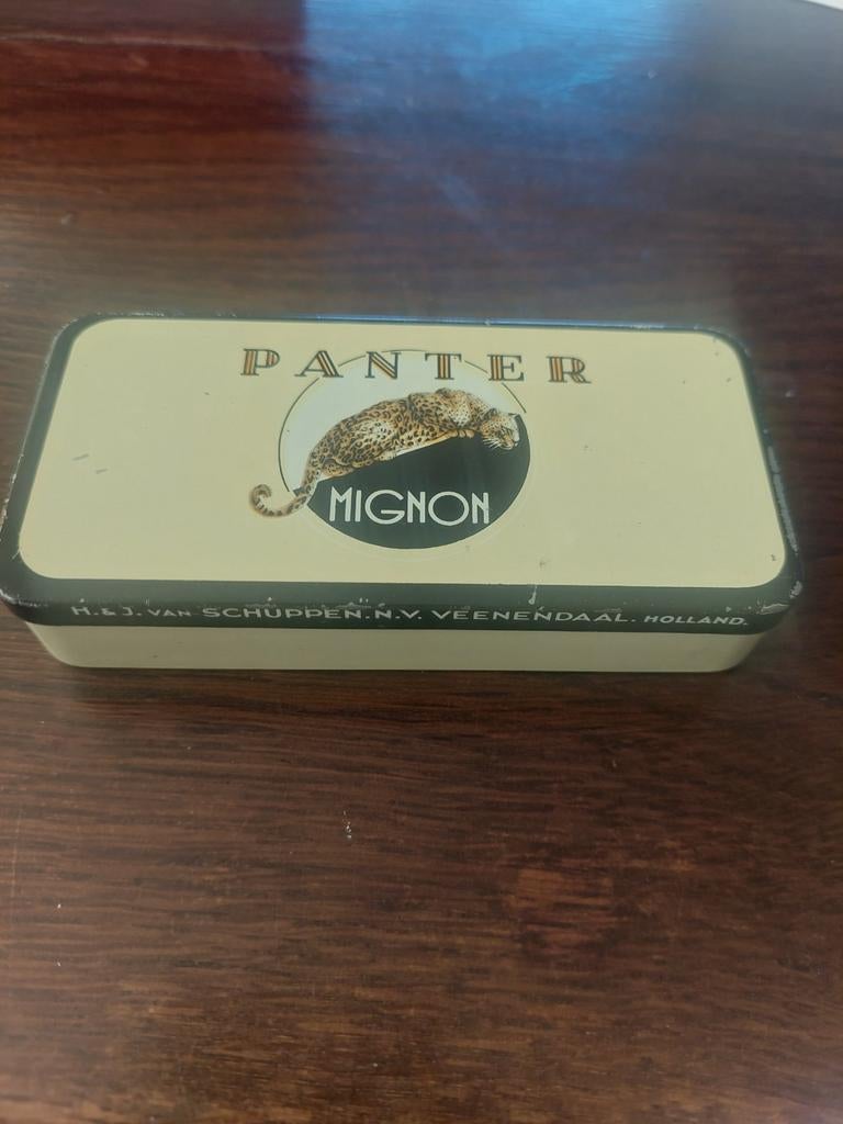 Vintage Panter Mignon Sigaren Blikje - H.J. van Schuppen, Verzamelen, Blikken, Ophalen of Verzenden, Gebruikt, Overige, Overige merken