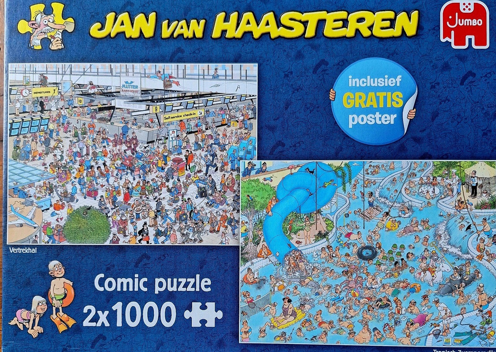 Jan van Haasteren Vertrekhal en Tropisch Zwemparadijs, Ophalen of Verzenden, 500 t/m 1500 stukjes, Zo goed als nieuw